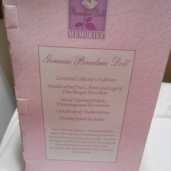 NIB VTG COLLECTIBLE MEMORIES FINE PORCELAIN DOLL "NATALIE" w/ COA STAND ACCESSOR - Picture 5 of 14